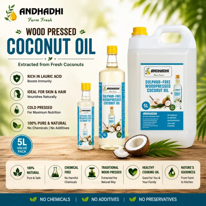Wood Pressed Coconut Oil (Mara Chekku) – 100% Sulphur Free