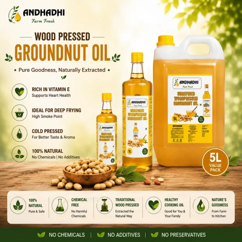 Wood Pressed Groundnut Oil | Mara Chekku | Chemical Free