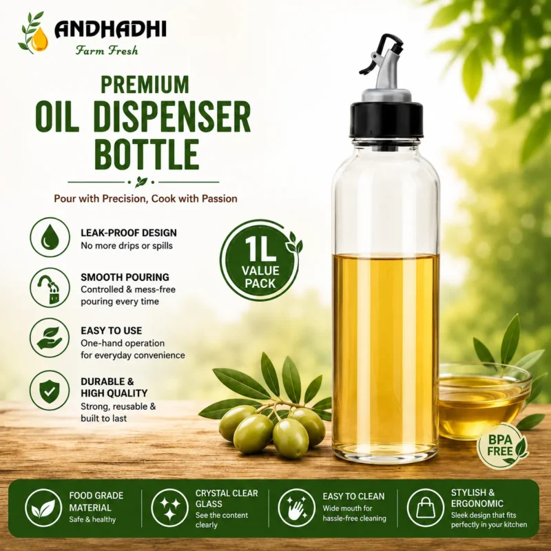Premium Glass Oil Dispenser Bottle – 1L